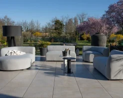 Canapé panoramique modulaire spécial extérieur en tissu gris clair 