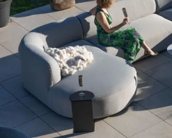Canapé panoramique modulaire spécial extérieur en tissu gris clair 