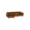 Canapé retour gauche style vintage "Eden" tissu ocre effet velours lisse