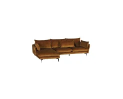 Canapé retour gauche style vintage "Eden" tissu ocre effet velours lisse