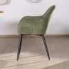 Chaise contemporaine avec accoudoirs "Scotty" en velours vert kaki et pieds métal noir