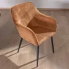 Chaise contemporaine en velours cuivré avec accoudoirs "Scotty" et pieds métal noir