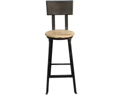 Chaise de bar industrielle métal et bois massif 110cm "Atelier Grey"