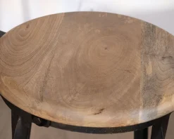 Chaise de bar métal gris antique et bois