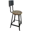 Chaise de bar pour îlot métal noir et bois exotique "Atelier Grey"