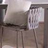 Chaise de bar ultra chic dossier en tissu tressé gris et pieds aluminium "Chinon" assise 74 cm