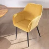 Chaise de repas avec accoudoirs en velours côtelé jaune "Scotty" et pieds métal noir