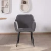 Chaise de repas contemporaine en tissu velours gris foncé "Scotty" avec accoudoirs et pieds métal noir