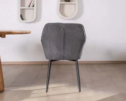 Chaise de repas contemporaine en tissu velours gris foncé 