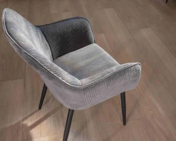 Chaise de repas contemporaine en tissu velours gris foncé 