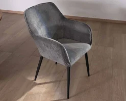 Chaise de repas contemporaine en tissu velours gris foncé 