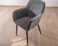 Chaise de repas contemporaine en tissu velours gris foncé 