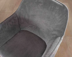 Chaise de repas contemporaine en tissu velours gris foncé 
