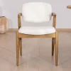 Chaise de repas design en frêne foncé et tissu bouclette "Isadora"