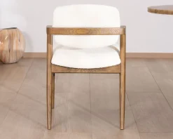 Chaise de repas design en frêne foncé et tissu bouclette "Isadora"