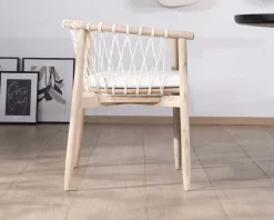 Chaise de repas en bois et corde tressée 