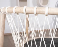Chaise de repas en bois et corde tressée 