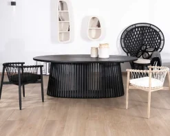 Chaise de repas en bois et corde tressée 
