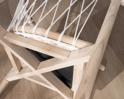 Chaise de repas en bois et corde tressée 