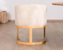 Chaise de repas enveloppante style rétro chic "Isadora" tissu beige et bois