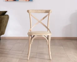 Chaise de repas esprit bistrot en chêne et assise tissu "Brosti"
