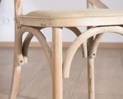 Chaise de repas esprit bistrot en chêne et assise tissu 