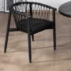 Chaise de repas noire en bois et corde tressée "Katue"