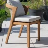 Chaise d'extérieur haut de gamme et design en teck avec coussins écru chiné "Venise"