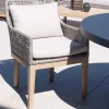 Chaise d'extérieur haut de gamme tressée en teck et textile chiné "Porticcio"