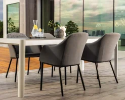 Chaise d'extérieur moderne et enveloppante en tissu Sunbrella gris foncé 