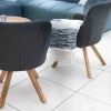 Chaise en tissu Sunbrella gris foncé et pieds teck "Lombok"