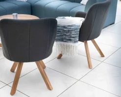 Chaise en tissu Sunbrella gris foncé et pieds teck "Lombok"