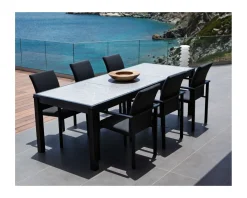 Chaise extérieure noire avec tissu Sunbrella "Terrasse"