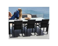 Chaise extérieure noire avec tissu Sunbrella 