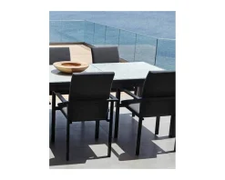 Chaise extérieure noire avec tissu Sunbrella 