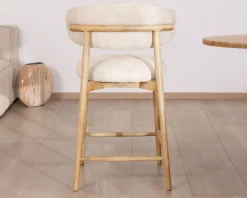 Chaise haute style scandinave "Isadora" en bois et tissu bouclette