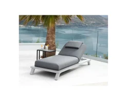 Chaise longue de jardin haut de gamme grise et blanche "Nusa Pedina"