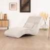 Chaise longue d'intérieur design en tissu tramé blanc cassé "Syltan"