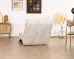 Chaise longue d'intérieur design en tissu tramé blanc cassé 