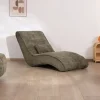 Chaise longue d'intérieur design en tissu chenillé vert foncé "Syltan"