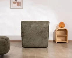 Chaise longue d'intérieur design en tissu chenillé vert foncé 