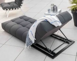 Chaise longue haut de gamme en tissu Sunbrella gris foncé "Lazy Beach"