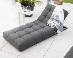Chaise longue haut de gamme en tissu Sunbrella gris foncé 