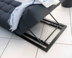 Chaise longue haut de gamme en tissu Sunbrella gris foncé 