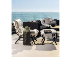 Chaise longue haut de gamme modulaire structure aluminium noire "Lisca"