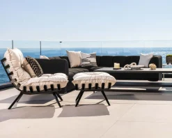Chaise longue haut de gamme modulaire structure aluminium noire "Lisca"
