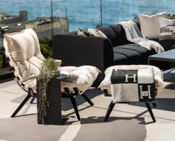 Chaise longue haut de gamme modulaire structure aluminium noire 