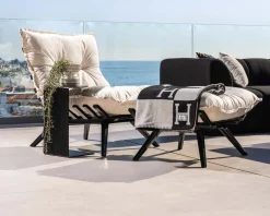 Chaise longue haut de gamme modulaire structure aluminium noire 