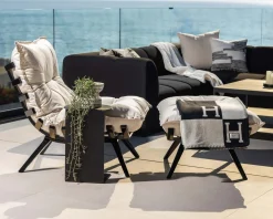 Chaise longue haut de gamme modulaire structure aluminium noire 