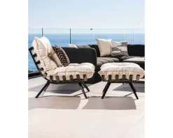 Chaise longue haut de gamme modulaire structure aluminium noire 